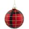 4ct. 3" Red, Black & Gold Plaid Glass Ball Ornaments